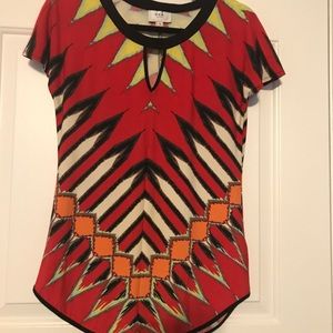 Eci New York shirt red yellow orange Sz Small